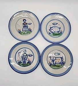 Juego de 4 Platos De Colección M.A.Hadley Aprox 8" Firmados Granja Cerdo Vaca Granjero  - Imagen 1 de 10