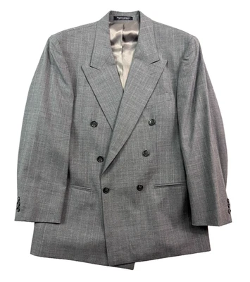 Chaqueta Blazer Abrigo De Colección Años 90 Zanieri 40R Gris Rayas Doble Pecho Foto 1 de 4