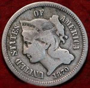 1870 Philadelphia Mint Three Cent Coin - Picture 1 of 2