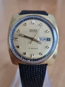 SCHÖNE, SEHR SELTENE VINTAGE GRUEN PRECISION DAY&DATE HERRENARMBANDUHR - Bild 1 von 8