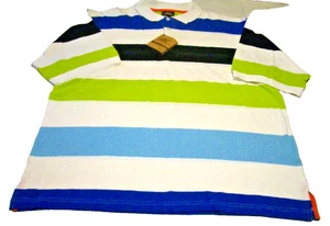 Vintage ESMX Express Mens Multicolor Striped Short Sleeve Polo Shirt Size XL NWT - Picture 1 of 11