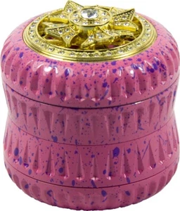 Molinillo de especias de hierbas de aluminio de 2,5" 4 piezas con hilador en la parte superior color rosa - Imagen 1 de 13