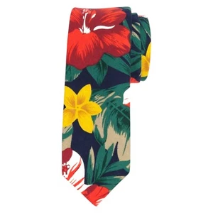 ORIGINAL PENGUIN Mens Slim Floral Tie 2.25 Navy Blue 100% Cotton Skinny Necktie - Picture 1 of 6