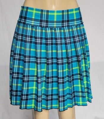 FALDA LARGA SPANDEX PLISADA A CUADROS (TURQUESA) Foto 1 de 4