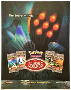 Publicidad impresa vintage 2004 Pokemon TCG EX leyendas ocultas original promoción póster arte - Imagen 1 de 4