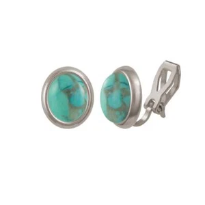 Minuet Sea Green Turquoise Silver Tone Stud Clip On Earrings - Picture 1 of 1