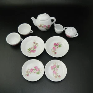 Vintage Childs Play Tea Set - 11 Piece Porcelain China Rose Pattern - Picture 1 of 3