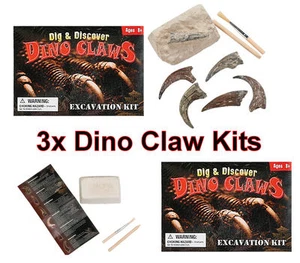 3x Dino Claw Excavation Kits - Dinosaur Dig Kits Educational Disover Fossil NEW - Picture 1 of 1