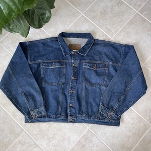Robert Stock Size 2XT Denim Blue 4 Pocket Trucker Jacket VTG 100% Cotton - Picture 1 of 12