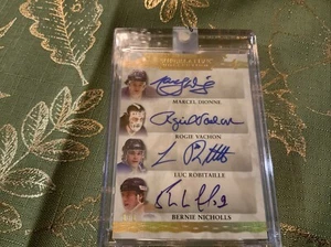 True 1/1 Quad Auto Marcel Dionne/vachon/luc Robitaille/bernie Nichols - Picture 1 of 2