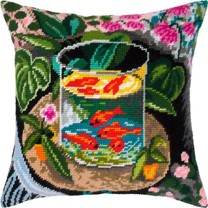 Kit cuscino punto ago/tappezzeria fai da te "Pesce rosso" 16x16 pollici / 40x40 cm - Foto 1 di 3