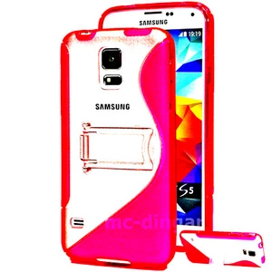 Pink Ultra Thin Slim Premium TPU Cover with Stand Case For Samsung Galaxy S5 - Picture 1 of 3