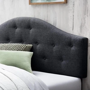 Curved Bristol Upholstered Headboard Button Tufted Adjustable for Full/Double - Picture 1 of 6