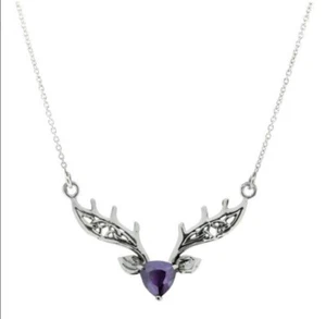 Collana Argento Highlands Cervo Scozzese con Pietra Colore Ametista - Foto 1 di 1