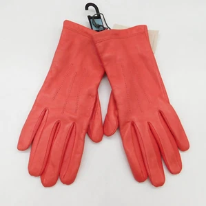 John Lewis Coral Pink Leather Gloves Size Small 100% Leather Lined Classic - Picture 1 of 5