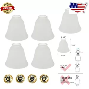 4-Pack Frosted Glass Replacement Shades, 2-1/8" Fitter for Elegant Fixtures - Picture 1 of 8