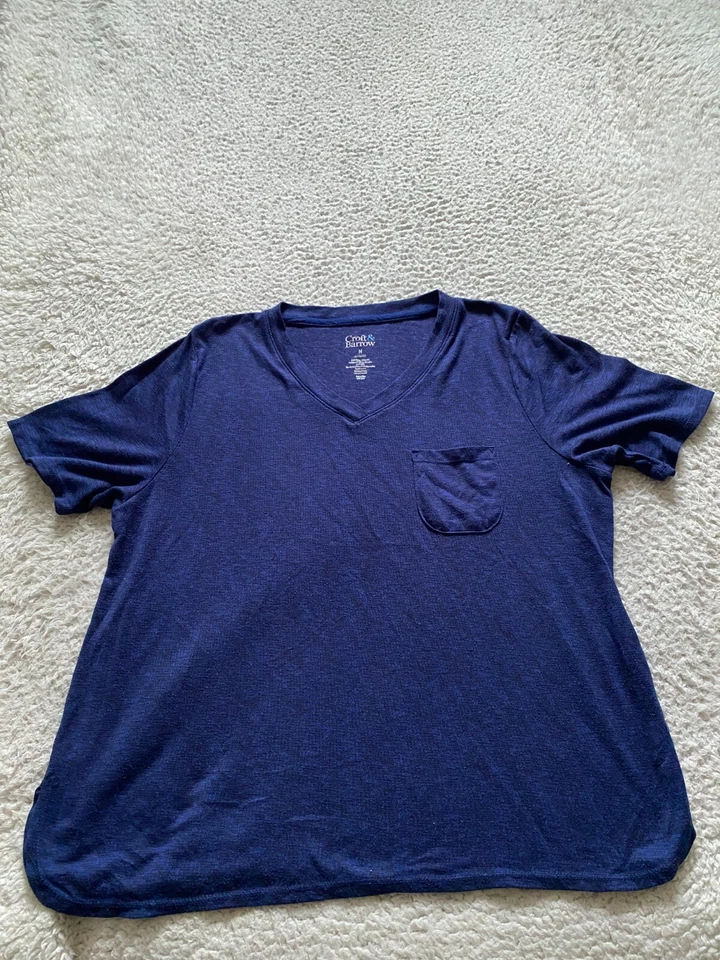 Camisa para dormir Croft & Barrow Intimates para mujer manga corta cuello en V azul marino talla M Foto 1 de 4