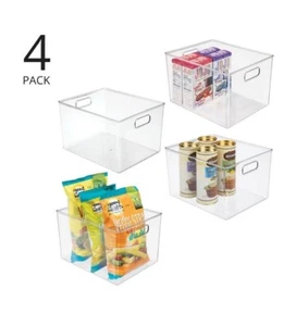 4 PACK Plastic Bins Perfect Kitchen Organization Pantry Storage Fridge Organizer - Picture 1 of 5