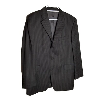 Jack Victor Loro Piana Super 120'S Blazer Men's 42L Black Pinstripe Sport Coat - Image 1 of 4