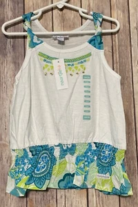 NWT Naartjie Knotted Strap Top w/ Macaw Ruffle White Tank Top Small 4 NEW - Picture 1 of 2