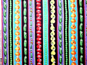 Quilting Treasures Veggie Tales BIG IDEA Charachters in a stripe 1 yard - Picture 1 of 2