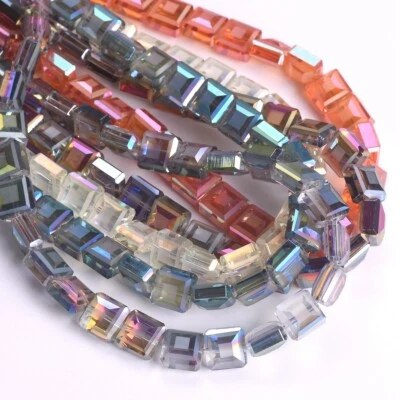 10pcs 10mm Square Shape Glossy Matte Faceted Crystal Glass Loose Beads DIY Lot - Image 1 of 4