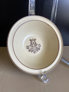 CEREAL BOWL Village Brown Stoneware 6 1/8” d. Made in U.S.A. rim decal - Picture 1 of 5