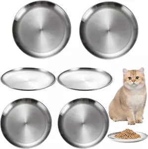 6 Ciotole per Gatti in Acciaio Inox 6,7" - Piatti per Animali Domestici Piatti Poco Profusi per Gattini/Furetti - Foto 1 di 7