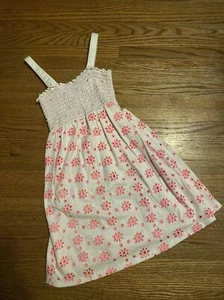 Justice Summer Dress Swim Cover Up Smocked Girls 8 Hot Pink Eyelets - Picture 1 of 7