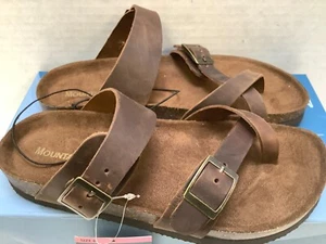 Mountain Sole Women's Birk Style Slip On Sandals, Brown, Leather Straps, Size 6 - Picture 1 of 5