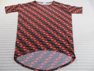 Camisa flamenca pequeña negra manga corta Lula Roe para mujer estampado túnica alta baja Foto 1 de 4