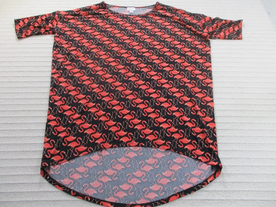 Camisa flamenca pequeña negra manga corta Lula Roe para mujer estampado túnica alta baja Foto 1 de 4