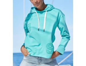 Marken Damen Sweatshirt Hoodie Oberteil Kapuze Langarm aqua Gr. L NEU - Bild 1 von 3