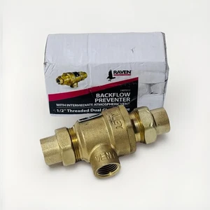 Raven 1/2" 9D-M3 Backflow Preventer Brass Dual Check Valve With Atmospheric Vent - Picture 1 of 4