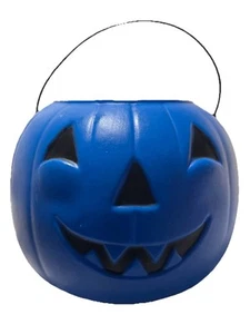 General Foam Blow Mold Jack O’ Lantern Candy Treat Blue Pumpkin Pail USA - Picture 1 of 12