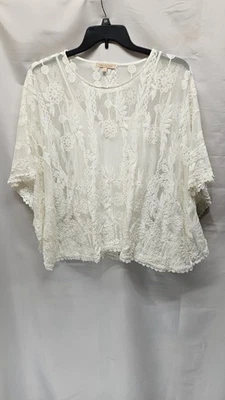 Top Gibson Latimer para mujer talla pequeña blanco de encaje transparente con cami Foto 1 de 4