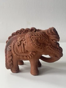 Hand Made — Filigree Terracotta Elephant Ornament - Approx 3.5” Height - Picture 1 of 6