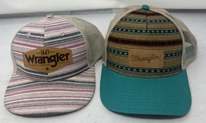 Set (2) Vintage Wrangler Jeans Mütze Trucker Mesh Cap Western Snapback 80er 90er - Bild 1 von 3