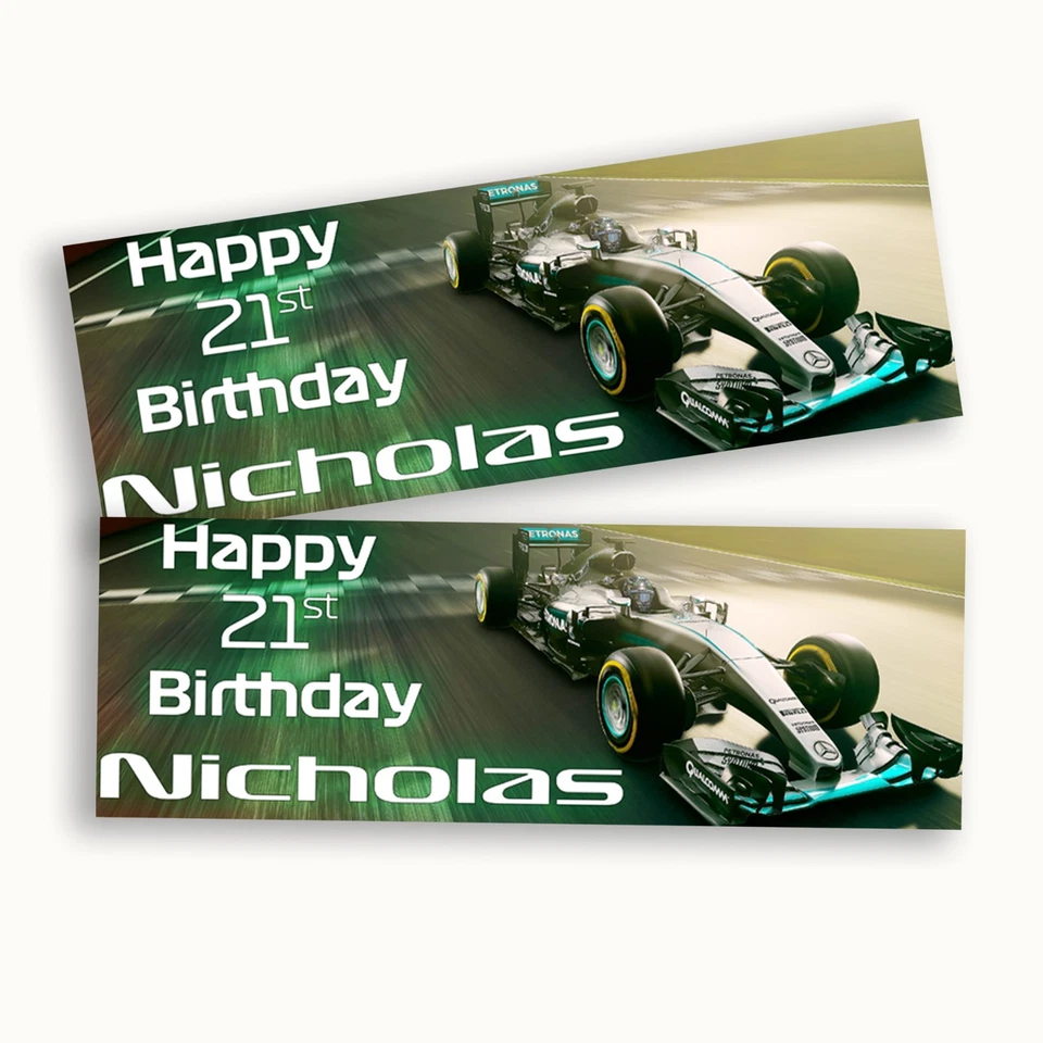 Fórmula Uno D3 Carreras Arte Temático Personalizado Cumpleaños Celebración Fiesta Banner Foto 1 de 3