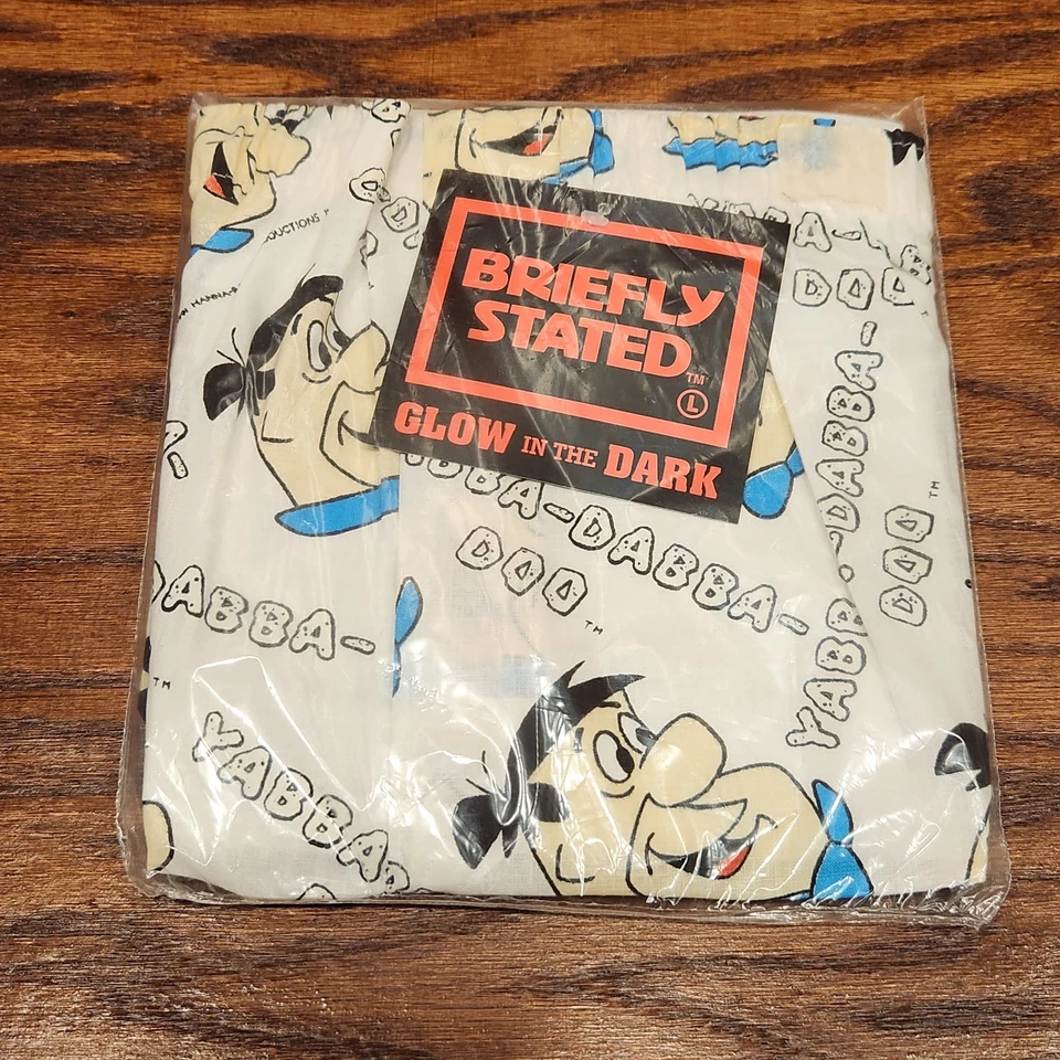 Ropa interior boxers vintage 1991 brevemente declarada Fred Picapiedra brilla en la oscuridad L Foto 1 de 4