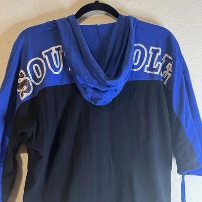 Sudadera con capucha South Pole Y2K media cremallera manga con cordón azul y negro talla grande Foto 1 de 4