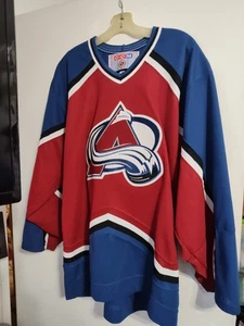 Vintage-CCM-Colorado Avalanche NHL Hockey Jersey-Red/Blue-Men's Size Large-NICE - Picture 1 of 9