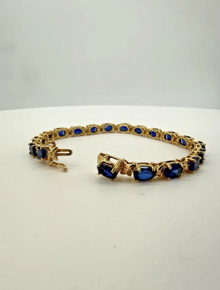 Hermosa pulsera de zafiro azul con 19 piedras que son aprox. 13,3 quilates Foto 1 de 3