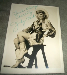 Black & White AUTOGRAPH PHOTO JUDY CLARK DRESSED AS A COWGIRL~4 3/4" BY 6 1/2" - Picture 1 of 2