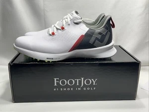 NUOVO FootJoy FUEL Scarpe da Golf Uomo Rosso Bianco Navy 55452 9 M Foot Joy Senza Punte - Foto 1 di 10