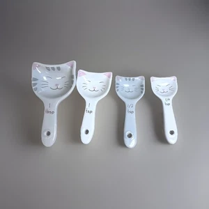 Cucharas medidoras de cerámica con forma de gato - Regalo para cualquier amante de los gatos - Medición de cerámica - Imagen 1 de 5
