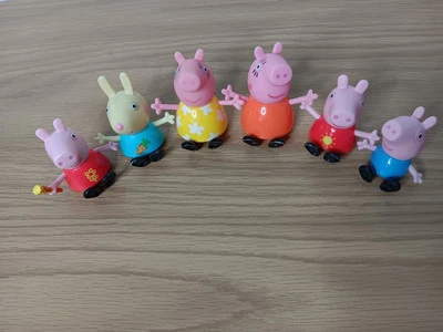 PEPPA PIG Friends Rebecca Rabbit 6pc lot of poseable figurines cake topper toys Foto 1 de 4