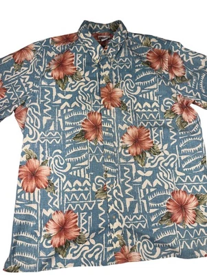 Reyn Spooner Shirt Mens 3XL Blue Hibiscus Floral Hawaiian Aloha Button Front - Image 1 of 4