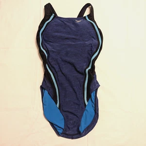 Traje de baño Speedo Heather Quantum Splice para mujer 10 una pieza corte alto azul - Imagen 1 de 8