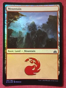 Magic The Gathering RIVALS OF IXALAN FOIL MOUNTAIN 195 land card MTG - Picture 1 of 2